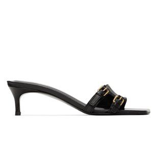 By Far Roni Heeled Sandals in Black Leather